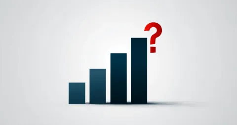 A bar chart showing rising dog attacks, with the final data point missing and replaced by a red question mark, symbolizing a lack of government data.