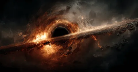 A dramatic image of a black hole consuming a fiery ring of matter, symbolizing the ACNC's opaque complaints process where public concerns disappear without a trace.